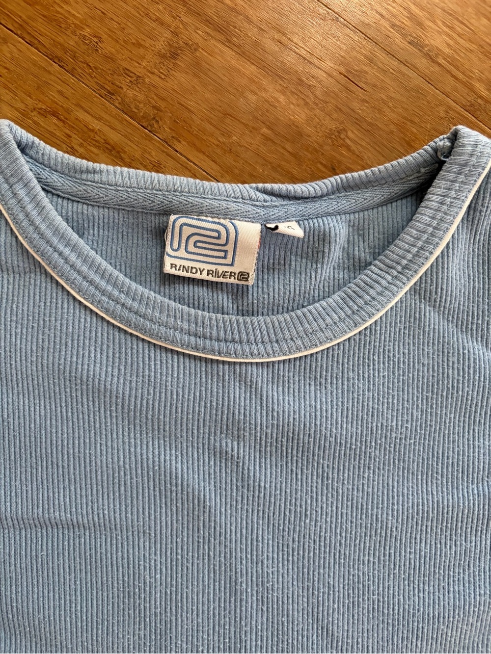 VTG Randy River Ribbed Knit Striped Ringer T-Shirt Blue Size L - Picture 3 of 5